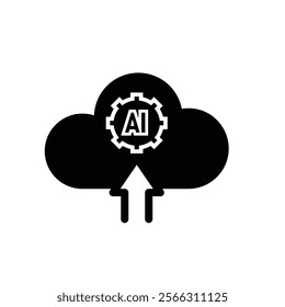 ai icon. Cloud Computing, Outline icons include network, Download and Upload. for computers, technology. Solid design style. vector design template
