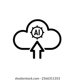 ai icon. Cloud Computing, Outline icons include network, Download and Upload. for computers, technology. Line design style. vector design template