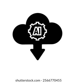 ai icon. Cloud Computing, Outline icons include network, Download and Upload. for computers, technology. Solid design style. vector design template