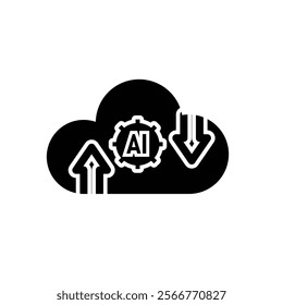 ai icon. Cloud Computing, Outline icons include network, Download and Upload. for computers, technology. Solid design style. vector design template