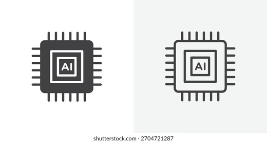 Icono AI. colección de línea de trazo editable y estilos planos sólidos.