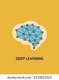 Ícone AI, ícone DEEP LEARNING, Inteligência artificial, rede neural. AI brain. rede Brain. Cérebro digital. Conceito de ciência e tecnologia. Rede neural. Brainstorm pensa em ideia. Ilustração vetorial.