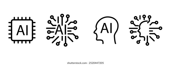 Diseño de icono de IA Inteligencia artificial Fondo blanco NPU Unidad de procesamiento neuronal procesador de chip principal