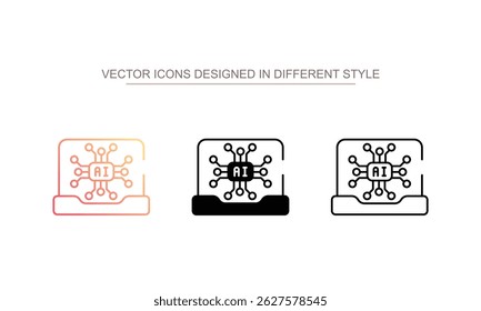 Ai-Icon-Design mit weißem Hintergrund - Stockgrafik