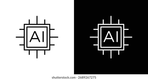 Icono de IA. Trazo editable. Icono de Web.