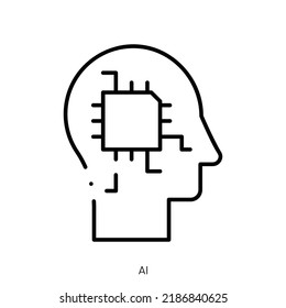 AI icon. Linear style sign isolated on white background. Vector illustration