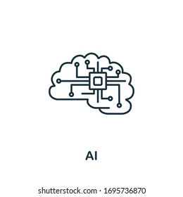 Icono de la colección de aprendizaje automático. Icono de línea simple para plantillas, diseño web e infografías