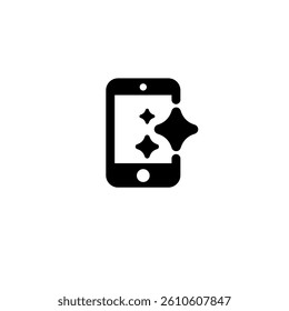 Ai icon on a mobile device with star-like symbols, representing cutting-edge technology advancements.