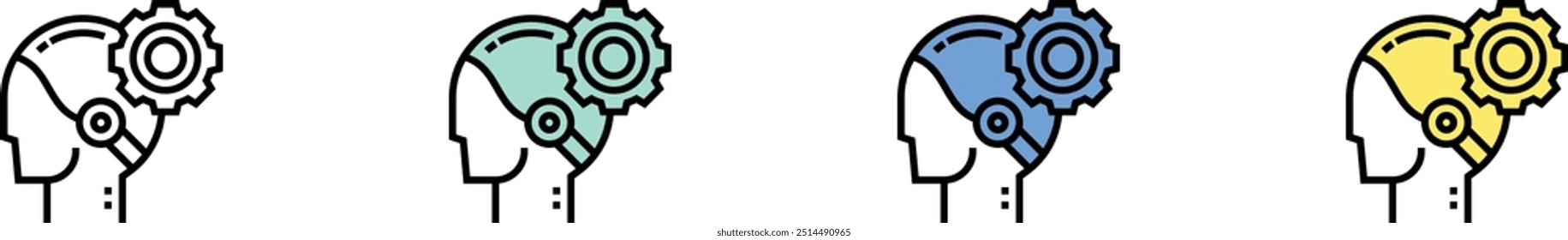 AI icon. Outline, Green, Blue and Yellow Style Design Isolated On White Background