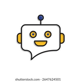 ai-Symbol. AI Personal Assistant. Chatbot Avatar. Freundliches Robotergesicht mit Chat-Blase. UI, Bildung, App, Branding. Mischstil