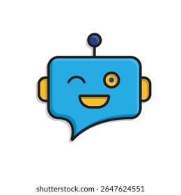 ai icon. AI Personal Assistant. Chatbot avatar. Chat bubble with smiling robot face. UI, education, app, branding. isometric design style