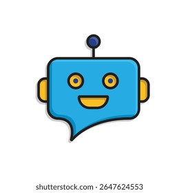 Icono de IA. Asistente personal de IA. Avatar del chatbot. Cara amistosa del robot con la burbuja del chat. UI, educación, App, marca. estilo de diseño isométrico