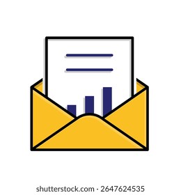 ai icon. AI Personal Assistant. Email summarizer. Envelope and summary chart. UI, education, app, branding. Mixed design style