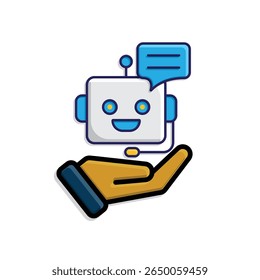 ícone ai. Assistente pessoal de IA na mão. Assistente de voz. microfone com bot face. IU, educação, aplicativo, marca. estilo de design isométrico