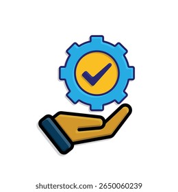 ícone ai. Assistente pessoal de IA na mão. Automação de tarefas. Engrenagem em movimento com lista de verificação automática. IU, educação, aplicativo, marca. estilo de design isométrico