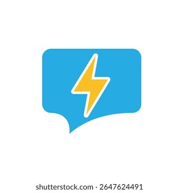 ai icon. AI Personal Assistant. Smart reply. Chat balloon with lightning. UI, education, application, branding. Flat design style