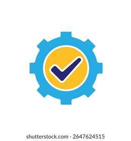 ícone ai. Assistente pessoal de IA. Automação de tarefas. Engrenagem em movimento com lista de verificação automática. IU, educação, aplicativo, marca. Estilo de design plano