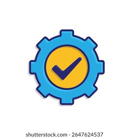 ai icon. AI Personal Assistant. Task automation. Gear moving with automatic checklist. UI, education, application, branding. isometric design style