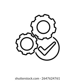 ai icon. AI Personal Assistant. Task automation. Two Gears moving with automatic checklist. UI, education, branding. Outline design styleai icon. 