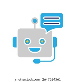 ai icon. AI Personal Assistant. Voice assistant. microphone with bot face. UI, education, application, branding. Flat design style