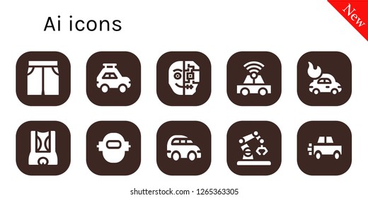  ai icon set. 10 filled ai icons. Simple modern icons about  - Short, Car, Cyborg, Shorts, Robot