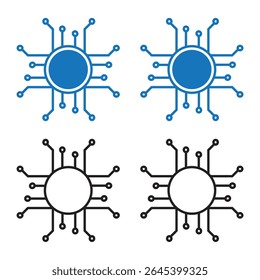 Conjunto de iconos de IA. conjunto de iconos de inteligencia artificial. iconos sólidos y de línea. archivo eps.