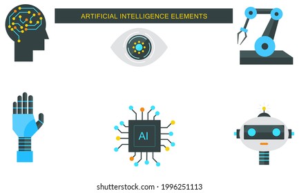 Ai icon set flat style vector illustration.