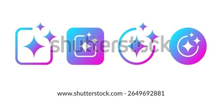 AI icon set. AI generate icon set. Sparkle Icon Set. Artificial intelligence icon symbol. Vector illustration