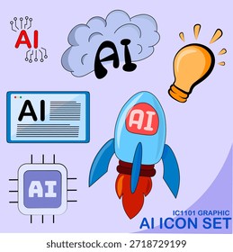 Conjunto de iconos de IA para Diseño gráfico y otros