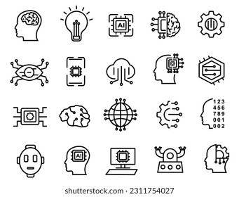 Ai icon set illustration. artificial intelligence icons symbol Vector. editable file. eps