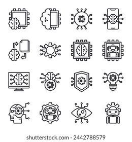 AI icon set isolated on white