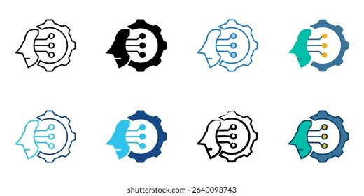 AI icon set multiple style collection