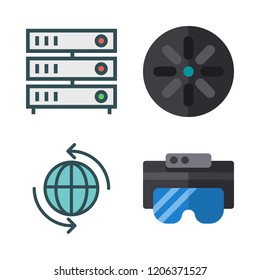 ai icon set. vector set about ar glasses, stereoscope, internet and servers icons set.