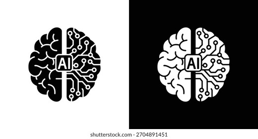 VECTOR de silueta de icono AI en colores negros. estilo de diseño de logotipo de símbolo plano