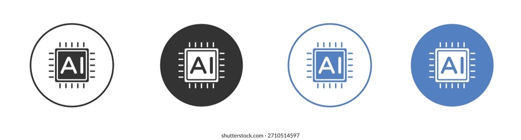 AI icon Projeto de linha fina. Gráfico vetorial. EPS 10