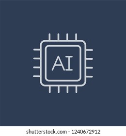 AI icon. Trendy flat vector line AI icon on dark blue background from Artificial Intelligence, Future Technology collection. 