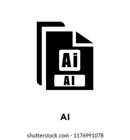 AI icon vector isolated on white background, logo concept of AI sign on transparent background, filled black symbol
