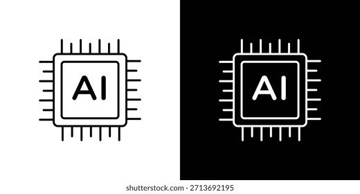 AI icon vector logo outline. thin line symbols