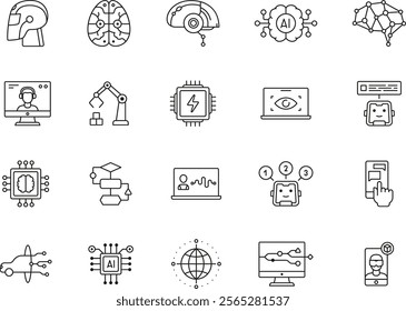 Ai icon. Ai vector set. Artificial intelligence isolated sign. Robot brain symbol. 