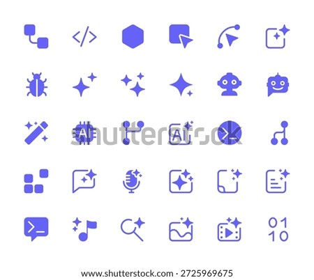 Ai icon vector set. Artificial intelligence solid icons.