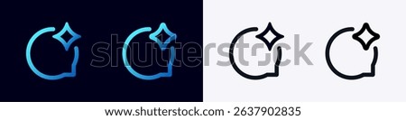 Ai icons show a head silhouette with a spark, symbolizing artificial intelligence concepts.