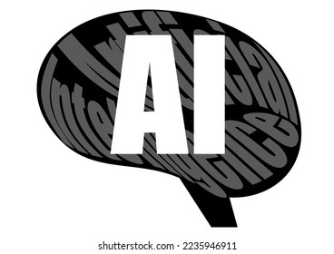 Iconos de IA. Tipografía en forma de cerebro.