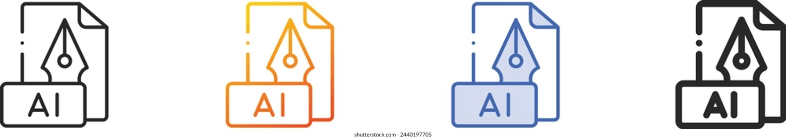 AI icon.Thin Linear, Gradient, Blue Stroke and bold Style Design Isolated On White Background