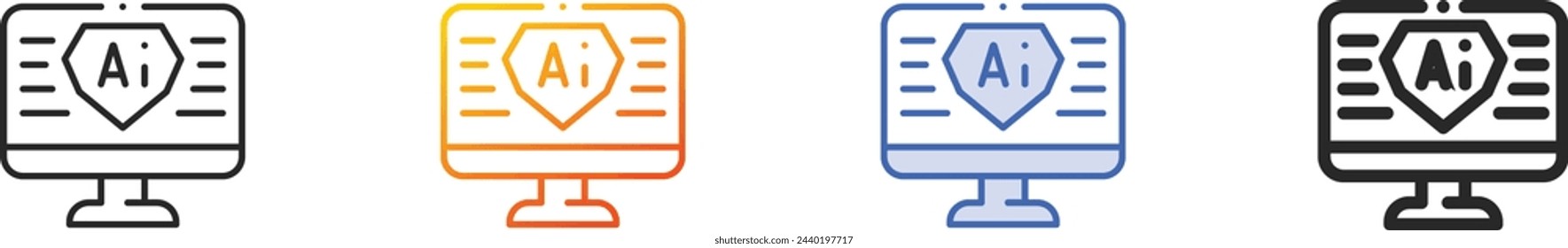 AI icon.Thin Linear, Gradient, Blue Stroke and bold Style Design Isolated On White Background