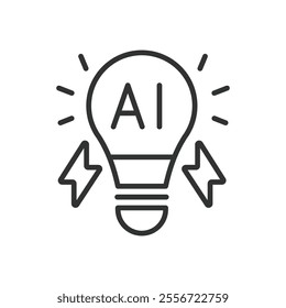 AI idea, icon in line design. AI, idea, innovation, concept, thinking, creativity, intelligence on white background vector. AI idea editable stroke icon