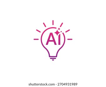 AI ideas generation logo. Artificial intelligence with Light Bulb icon sign symbol Design Element. Vector illustration logo template