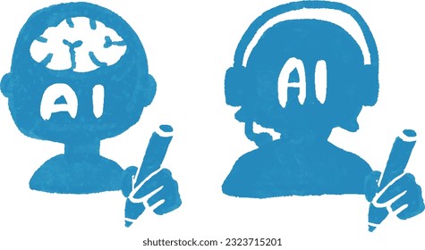  AI illustration set of writing something 2 types Handdrawn watercolor style