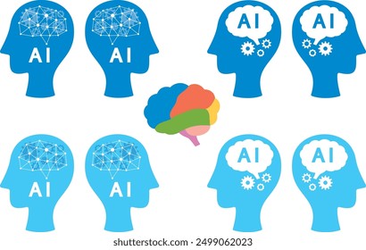 KI-Bild, künstliche Intelligenz, Illustrationssatz