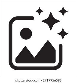 Symbol für die Erstellung von KI-Bildern. Symbol für die künstliche Intelligenz bei der Bilderzeugung. Generatives AI-Zeichen für visuelle Inhalte. Smart Image Automation Icon für UI UX Interface und digitale Design Plattform.