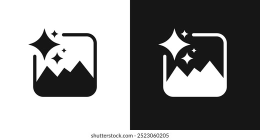 Ai image generator symbol with stars app button icon vector illustration